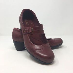 CLARKS Mary Jane Slip Ons Ingalls Burgundy Sz 9W